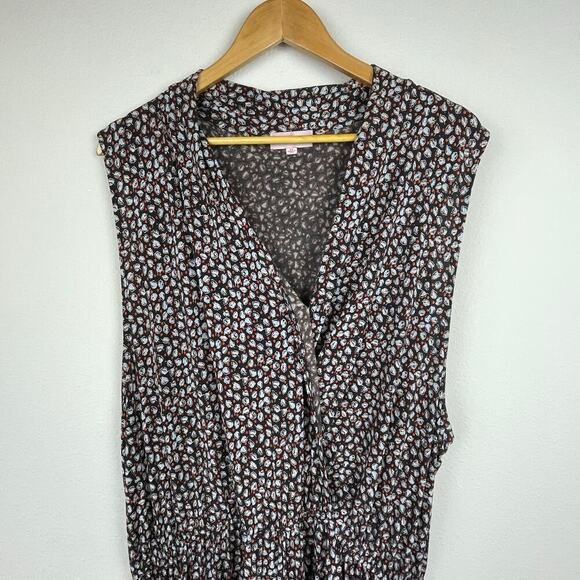 Molly Isadora Women's Plus Size 4X Maxi Dress Leaf Motif Surplice Neckline - Picture 2 of 6